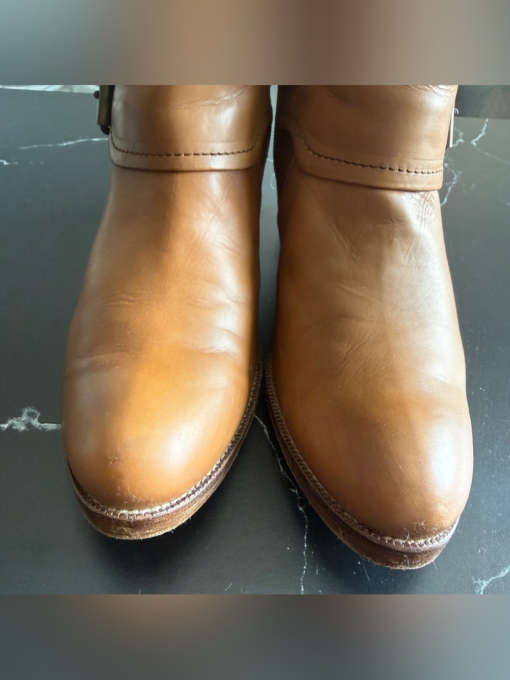 PURA LOPEZ Women's Tall Leather Western Cowboy Riding Boots - Tan size 7 - Picture 3 of 15